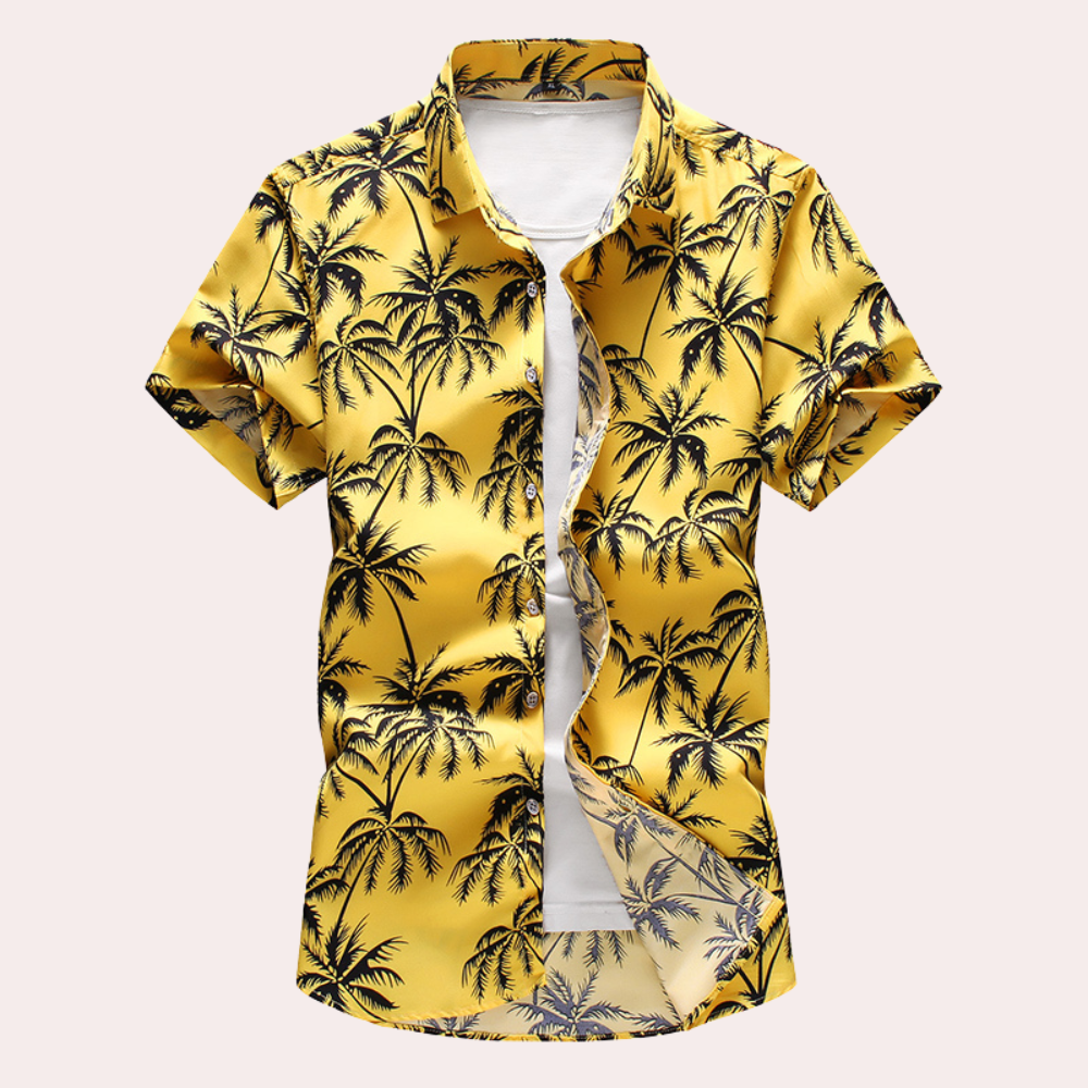 Men's Tropical Floral Button Front Shirt Short Sleeve Regular Fit Vacation Style Pattern