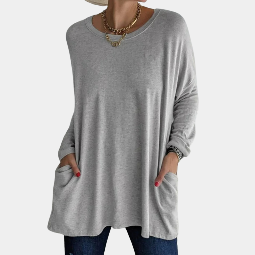 Women's Tunic Sweater - Oversized Fit - Soft Knit - Long Sleeves - Round Neck