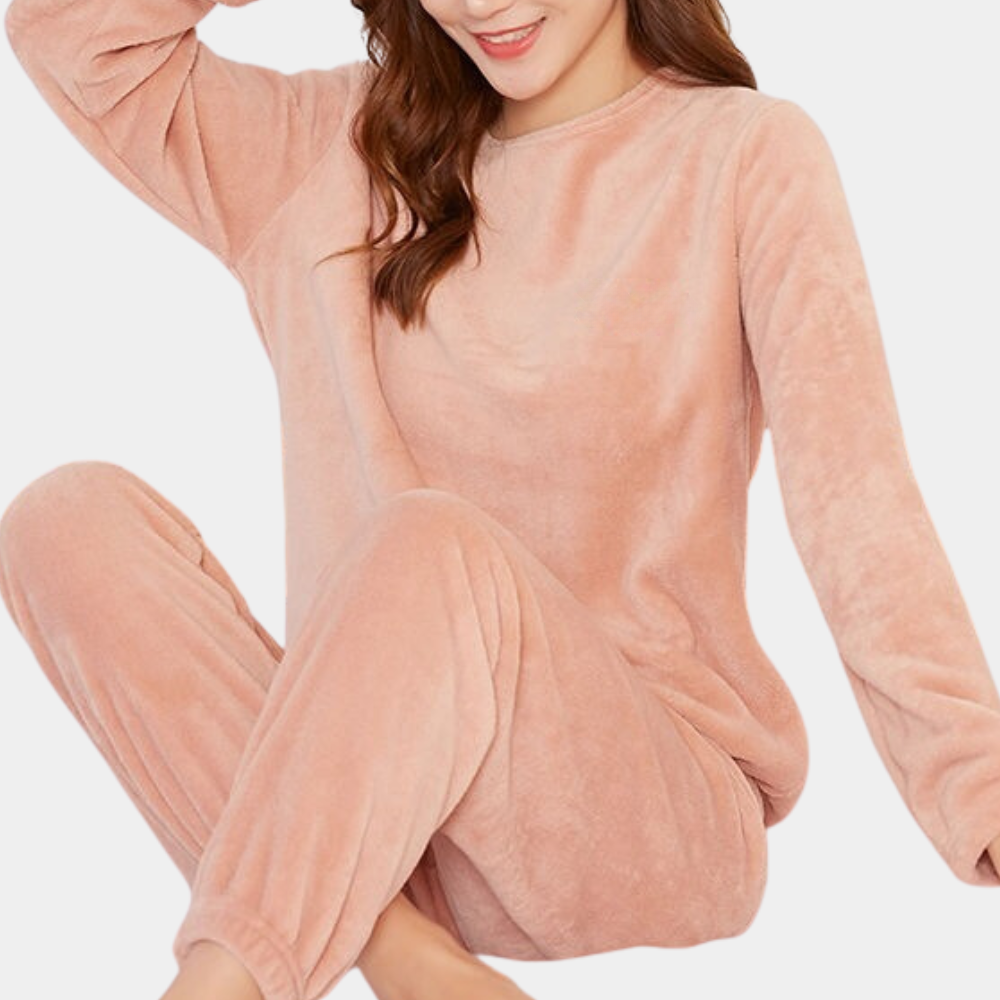 Women's Pajama Set - Soft Fleece - Long-Sleeved Pullover & Elastic Pants