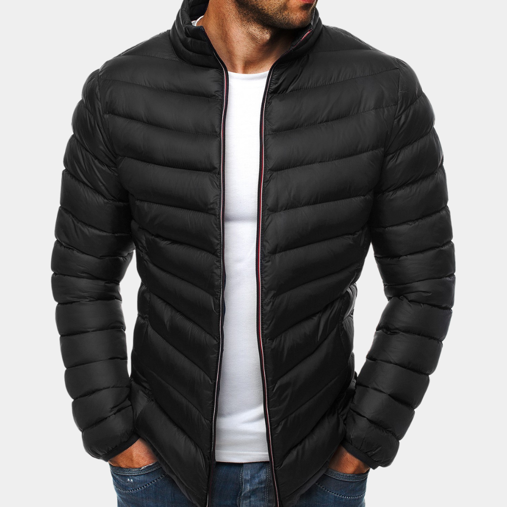 Men's Lightweight Puffer Jacket Quilted Slim Fit Windproof With High Collar By TrendAura