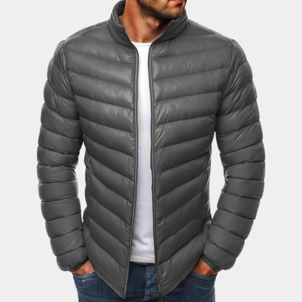 Men's Lightweight Puffer Jacket Quilted Slim Fit Windproof With High Collar By TrendAura