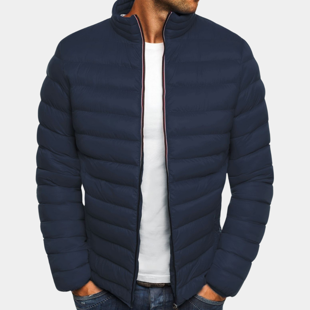 Men's Lightweight Puffer Jacket Quilted Slim Fit Windproof With High Collar By TrendAura