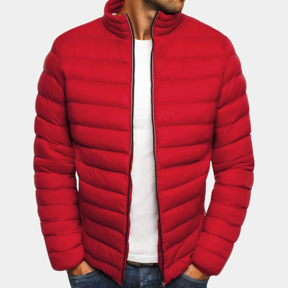 Men's Lightweight Puffer Jacket Quilted Slim Fit Windproof With High Collar By TrendAura