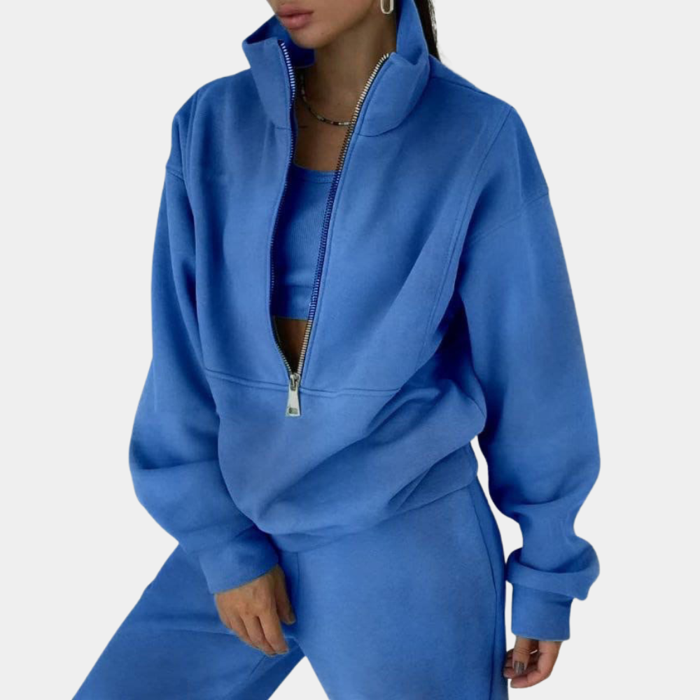 Women's Sweatshirt - Oversized Fit - Quarter Zip - Soft and Breathable