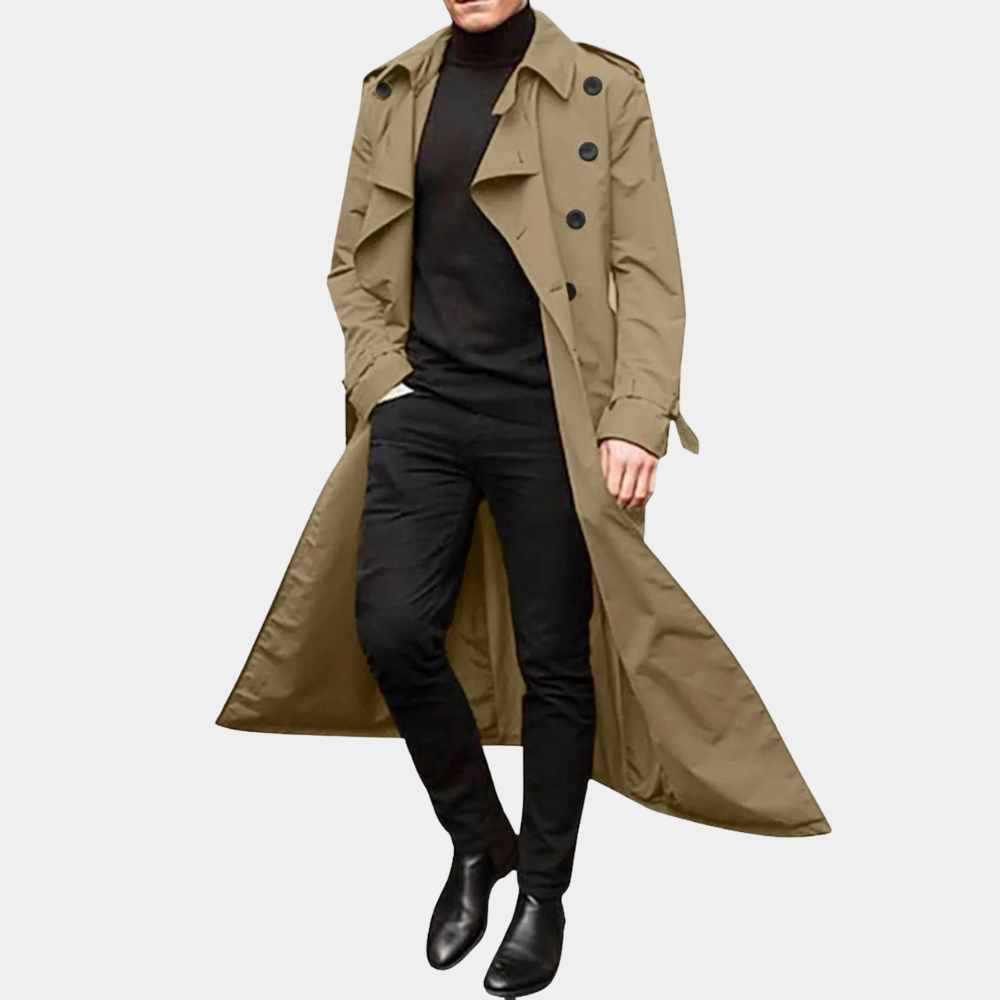 Men's Casual Trench Coat With Structured Silhouette Versatile Outerwear For Everyday And Professional Men