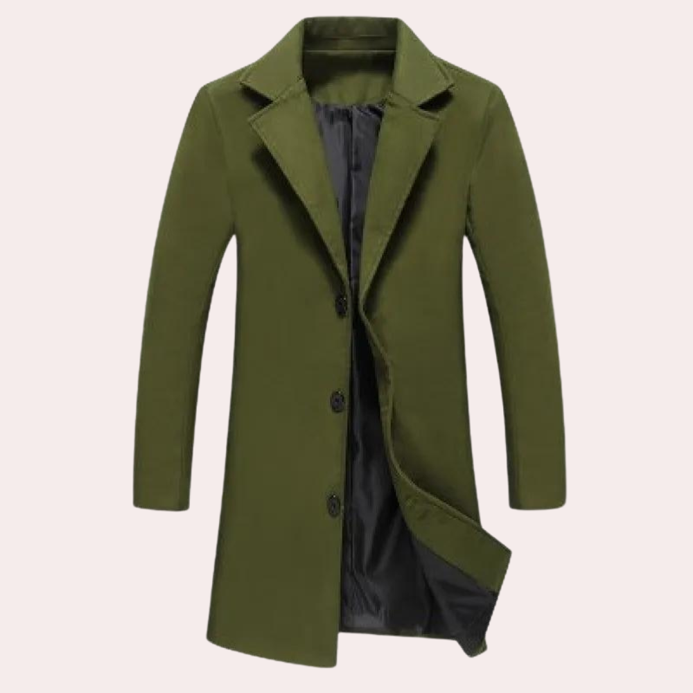 Men's Wool Blend Coat With Single Breasted Closure Tailored Fit Knee Length Elegant Long Camel Coat
