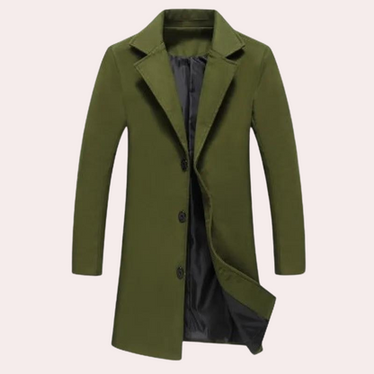 Men's Wool Blend Coat With Single Breasted Closure Tailored Fit Knee Length Elegant Long Camel Coat