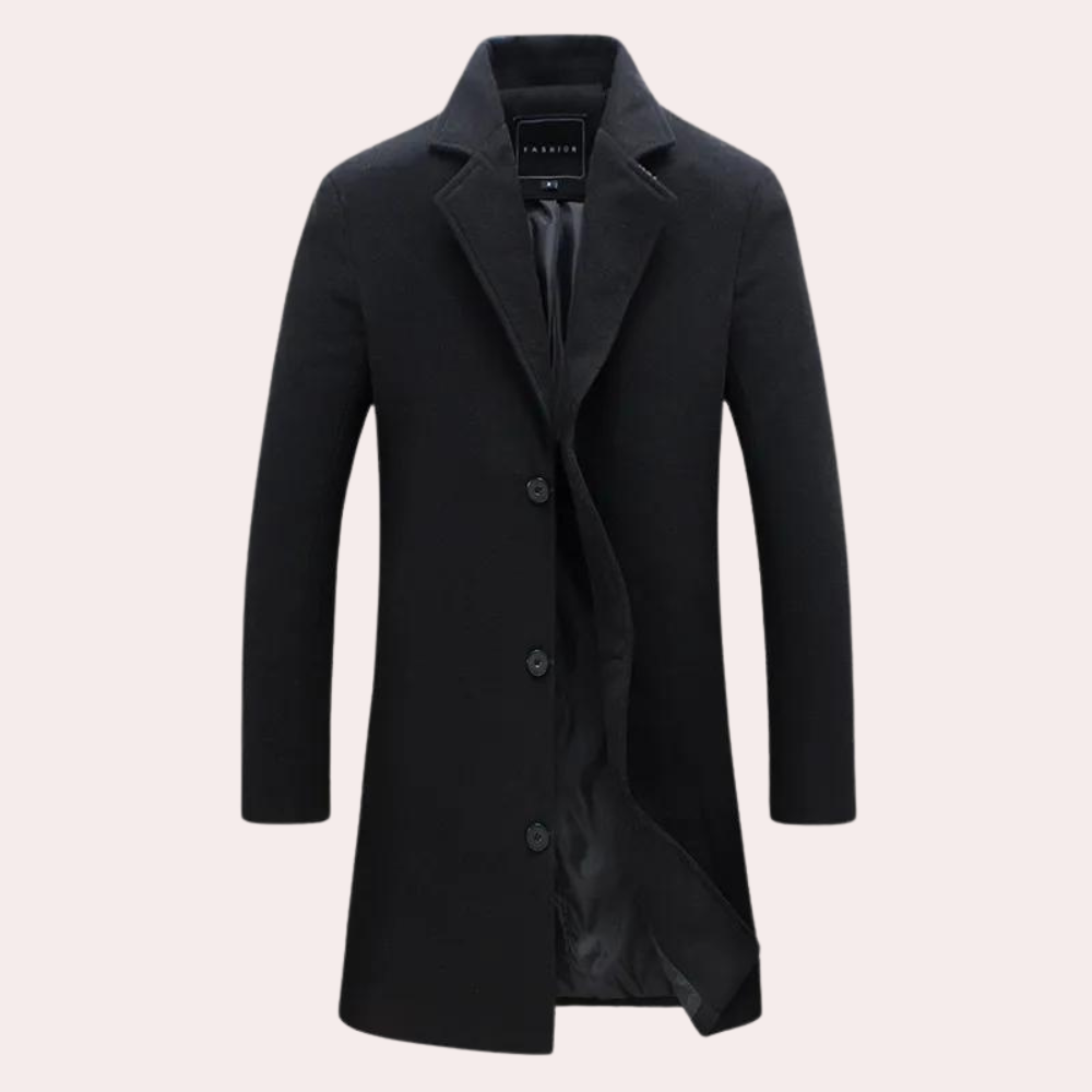 Men's Wool Blend Coat With Single Breasted Closure Tailored Fit Knee Length Elegant Long Camel Coat