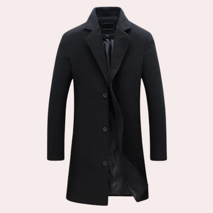 Men's Wool Blend Coat With Single Breasted Closure Tailored Fit Knee Length Elegant Long Camel Coat
