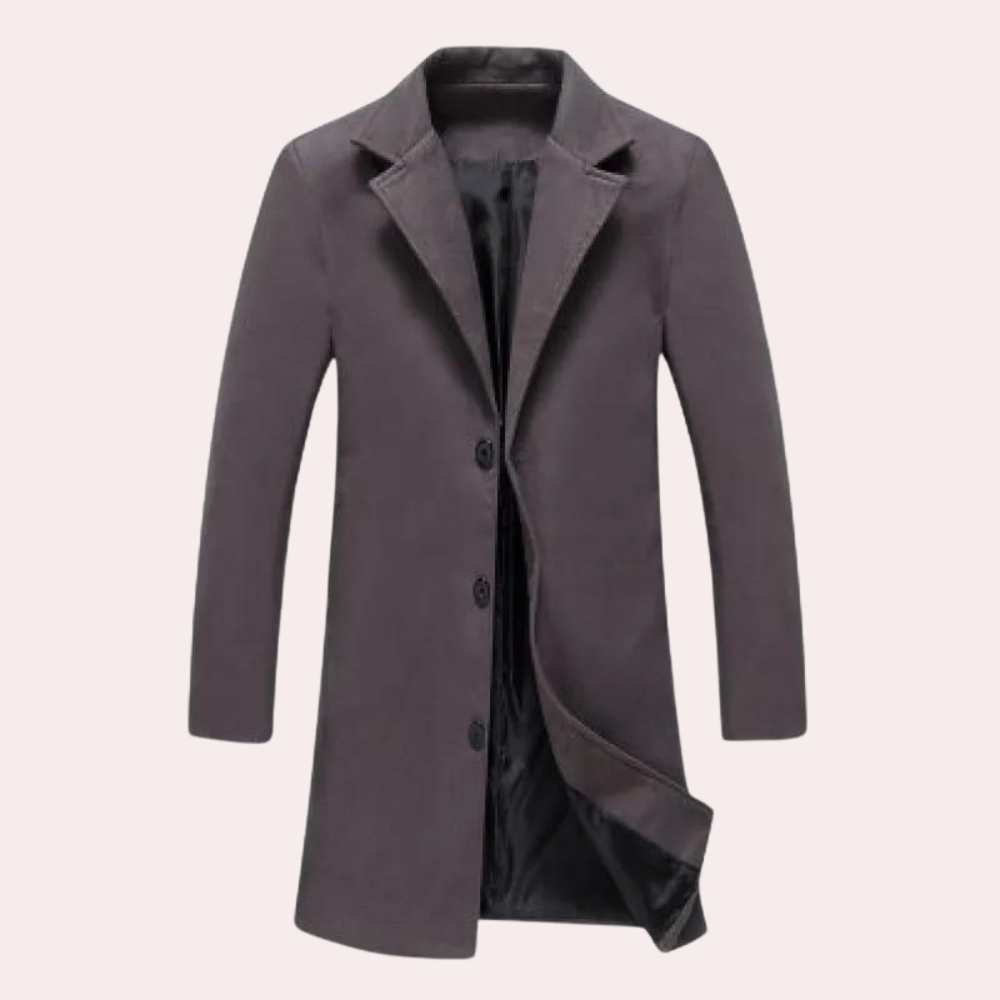 Men's Wool Blend Coat With Single Breasted Closure Tailored Fit Knee Length Elegant Long Camel Coat