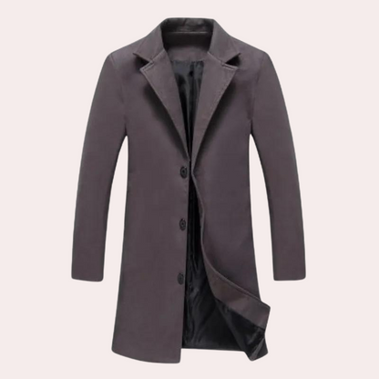 Men's Wool Blend Coat With Single Breasted Closure Tailored Fit Knee Length Elegant Long Camel Coat