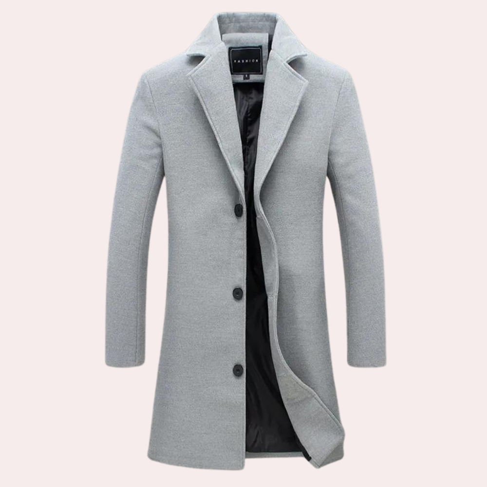 Men's Wool Blend Coat With Single Breasted Closure Tailored Fit Knee Length Elegant Long Camel Coat
