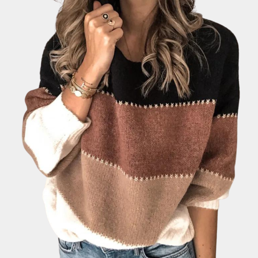 Women's Knit Sweater - Soft Knit - Relaxed Fit - Round Neck - Long Sleeves