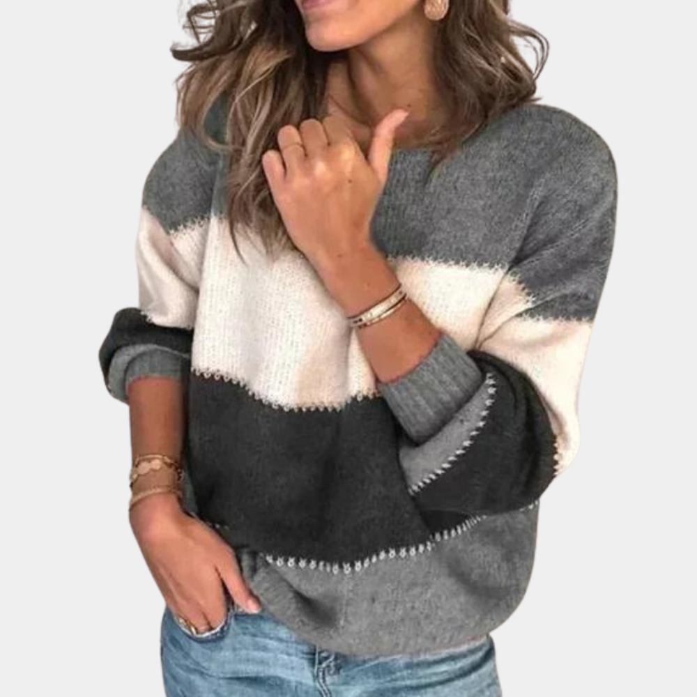Women's Knit Sweater - Soft Knit - Relaxed Fit - Round Neck - Long Sleeves