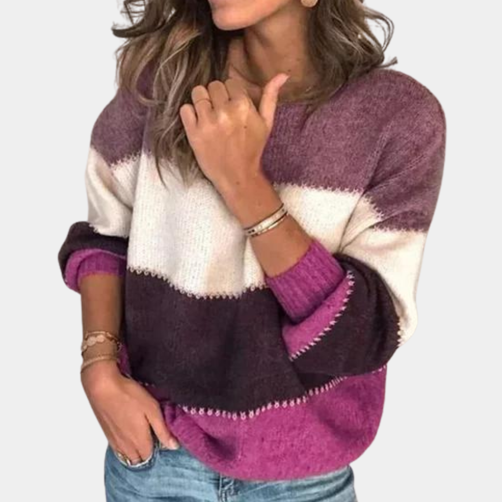 Women's Knit Sweater - Soft Knit - Relaxed Fit - Round Neck - Long Sleeves