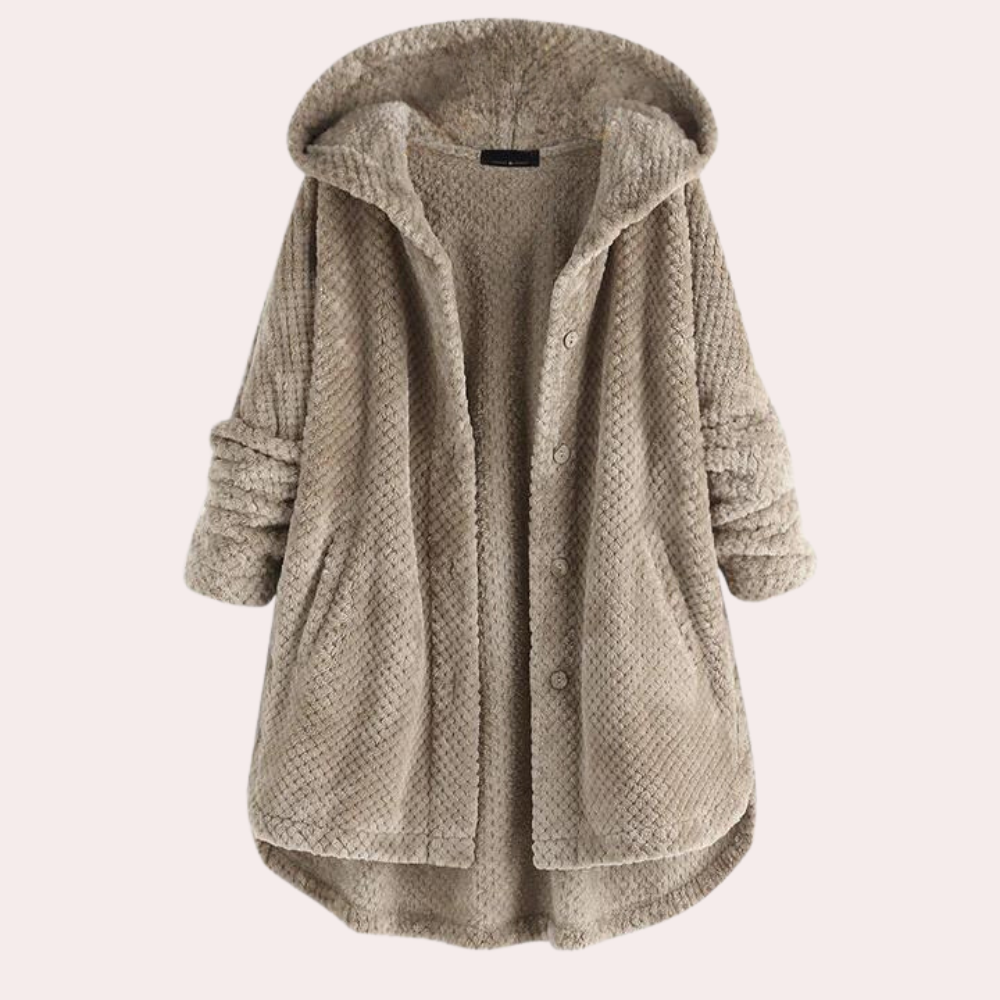 Women's Fleece Jacket - Soft and Warm - Hood & Button Closure - Relaxed Fit