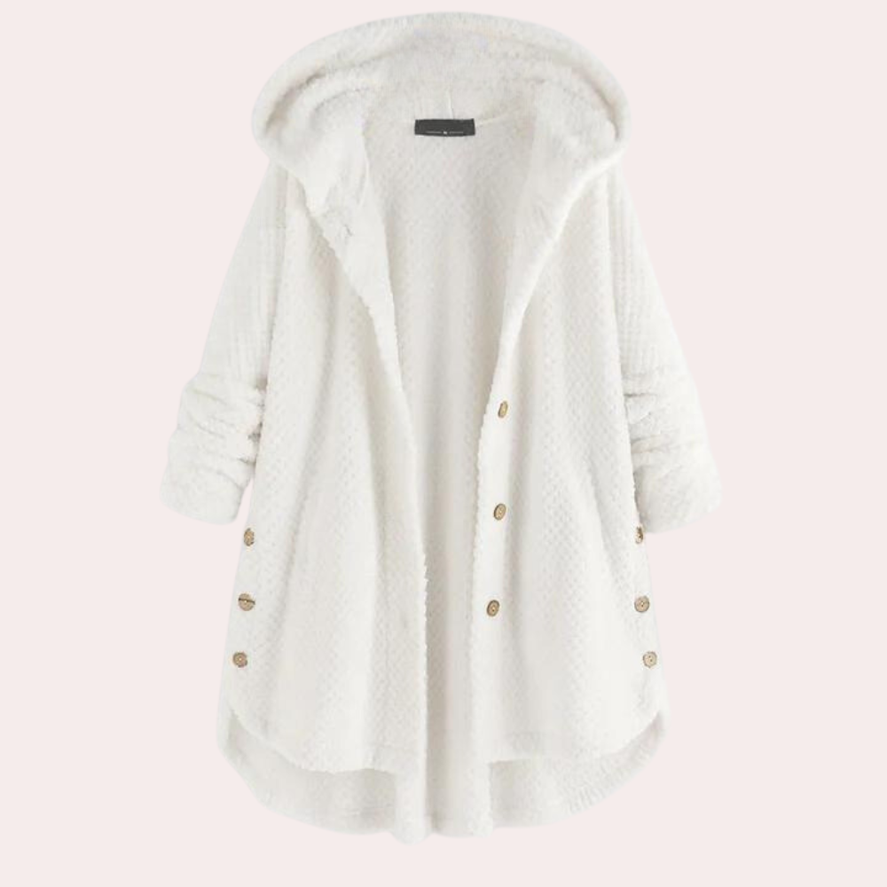 Women's Fleece Jacket - Soft and Warm - Hood & Button Closure - Relaxed Fit