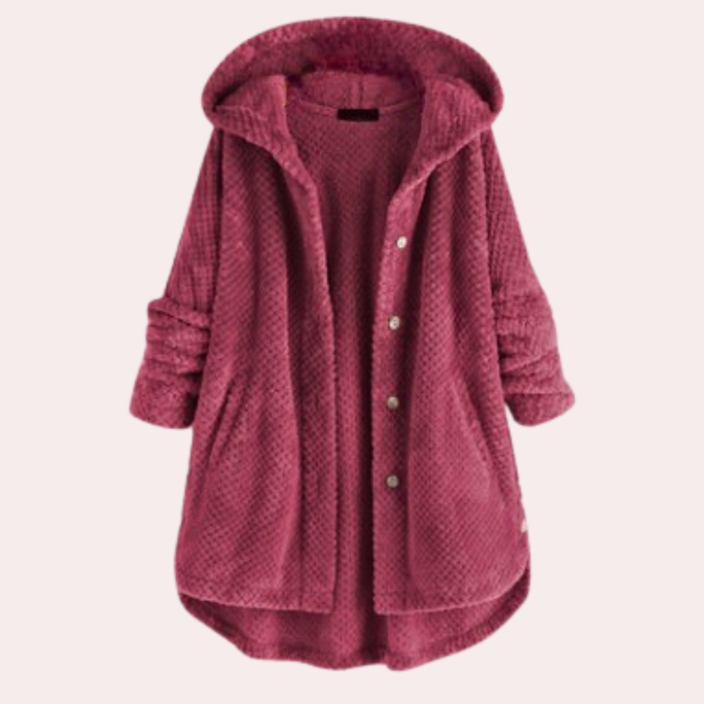 Women's Fleece Jacket - Soft and Warm - Hood & Button Closure - Relaxed Fit