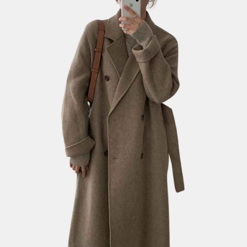 Women's Coat - Wool Blend - Double Breasted - Classic Cut - Knee Length