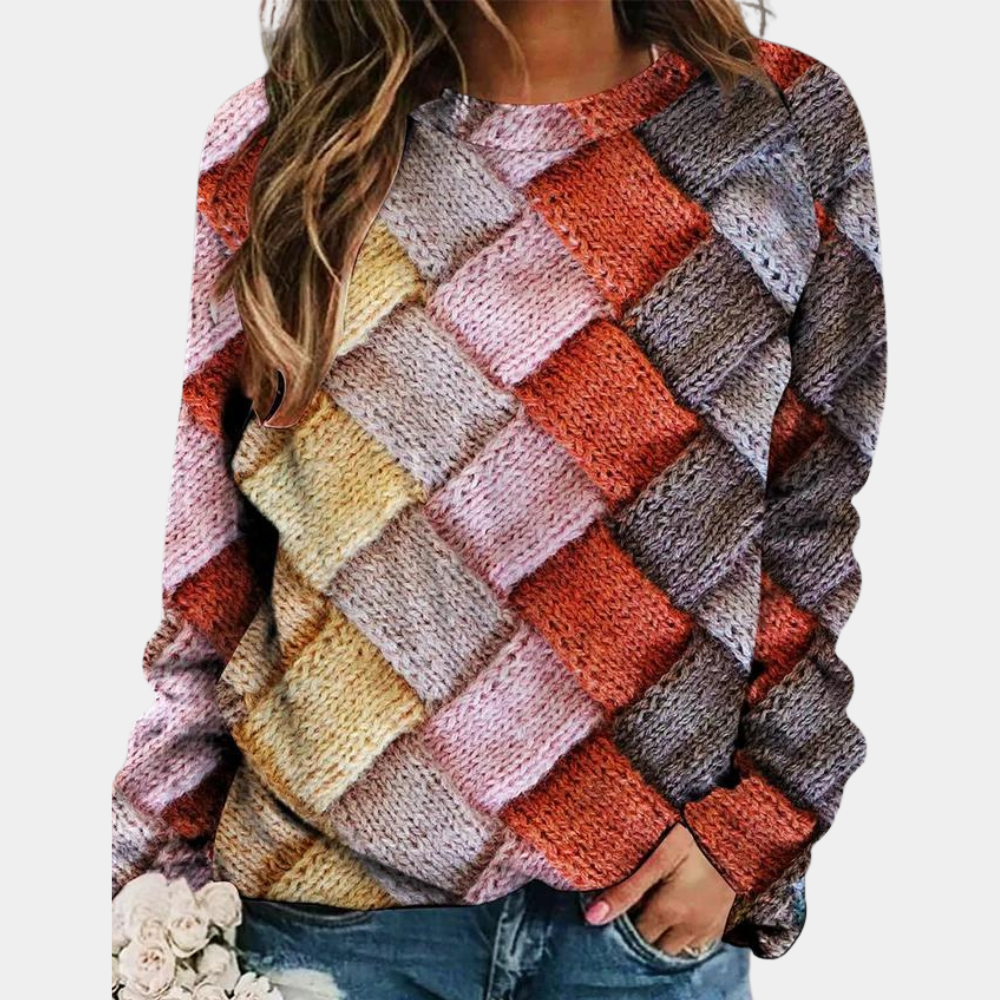 Women's Knit Sweater - Soft Chunky Knit - Relaxed Fit - Crew Neck