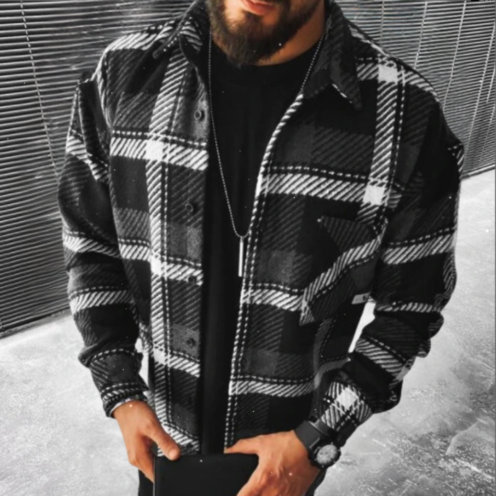 Men's Classic Checked Flannel Shirt With Long Sleeves Button Closure Regular Fit