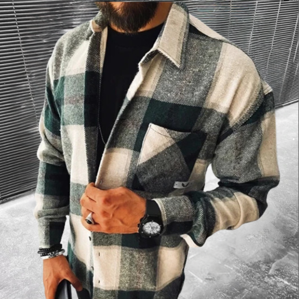 Men's Classic Checked Flannel Shirt With Long Sleeves Button Closure Regular Fit
