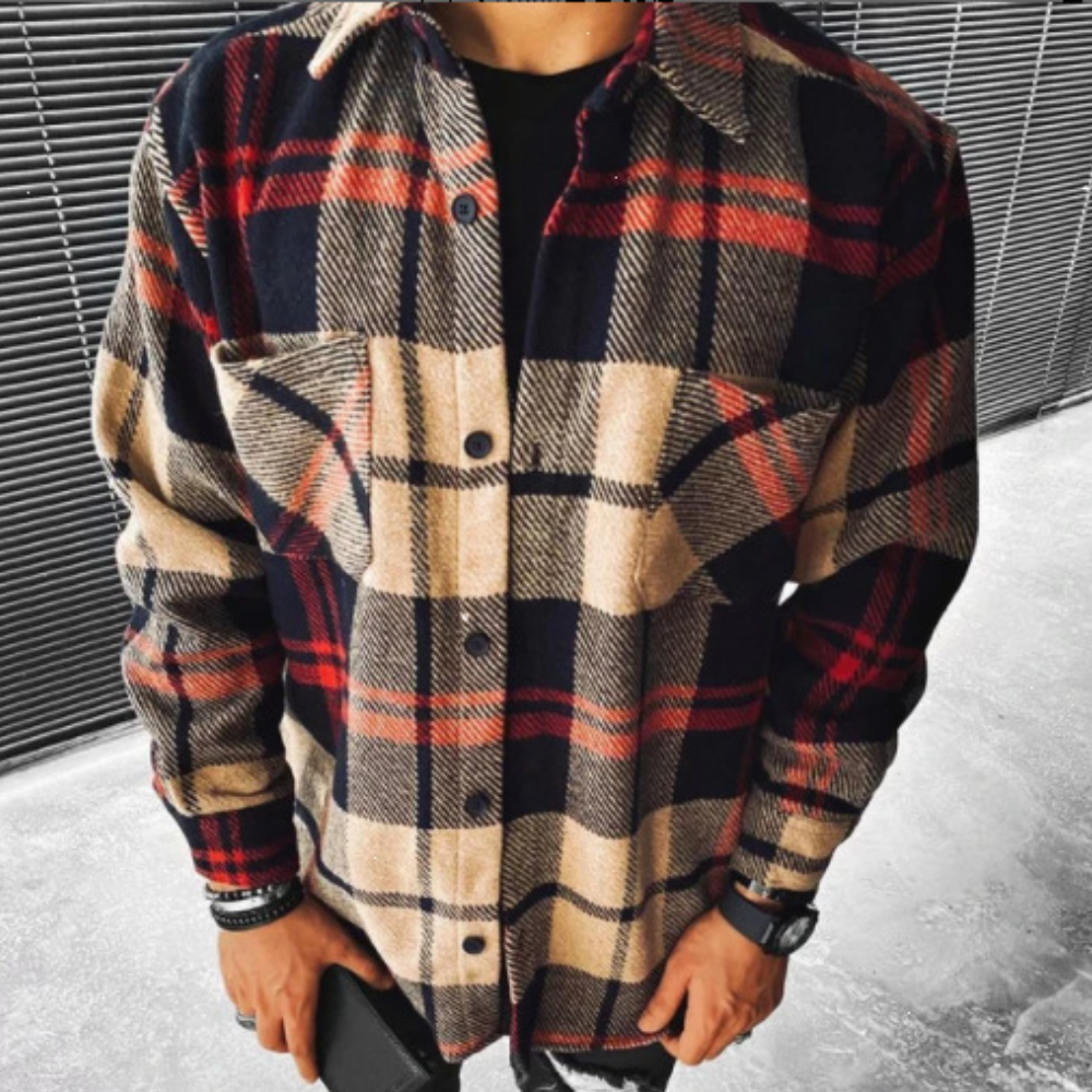 Men's Classic Checked Flannel Shirt With Long Sleeves Button Closure Regular Fit