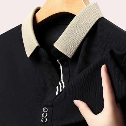 TrendAura Men's Long Sleeve Knit Polo Shirt With Contrast Collar Slim Fit And All Day Comfort