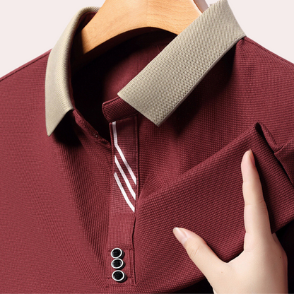 TrendAura Men's Long Sleeve Knit Polo Shirt With Contrast Collar Slim Fit And All Day Comfort
