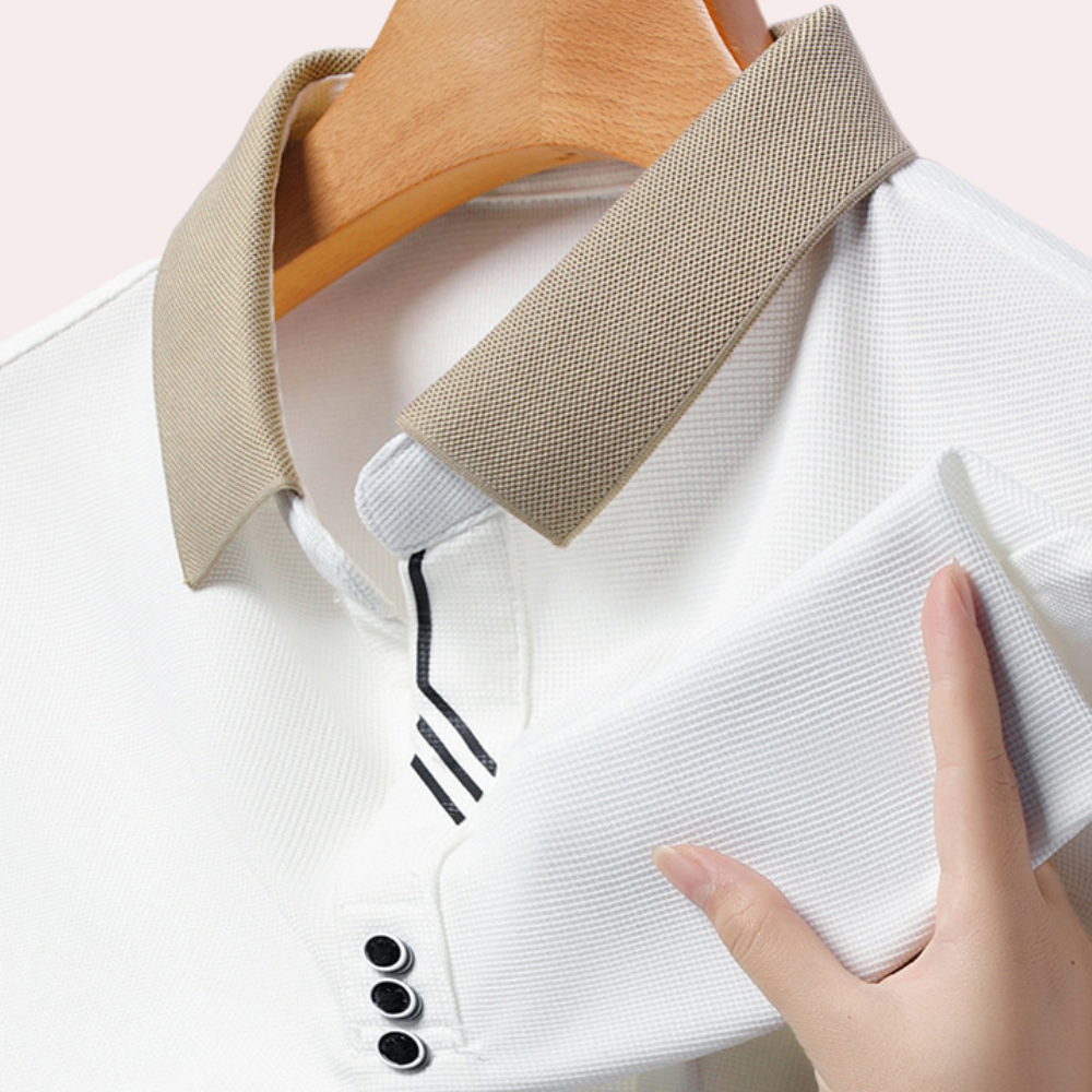 TrendAura Men's Long Sleeve Knit Polo Shirt With Contrast Collar Slim Fit And All Day Comfort