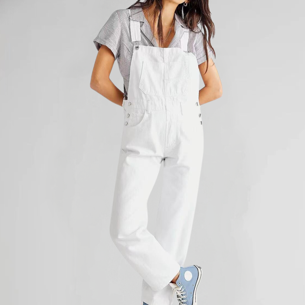 Kvinder Denim Overalls - Justerbare Stropper - Afslappet Pasform - Praktiske Lommer