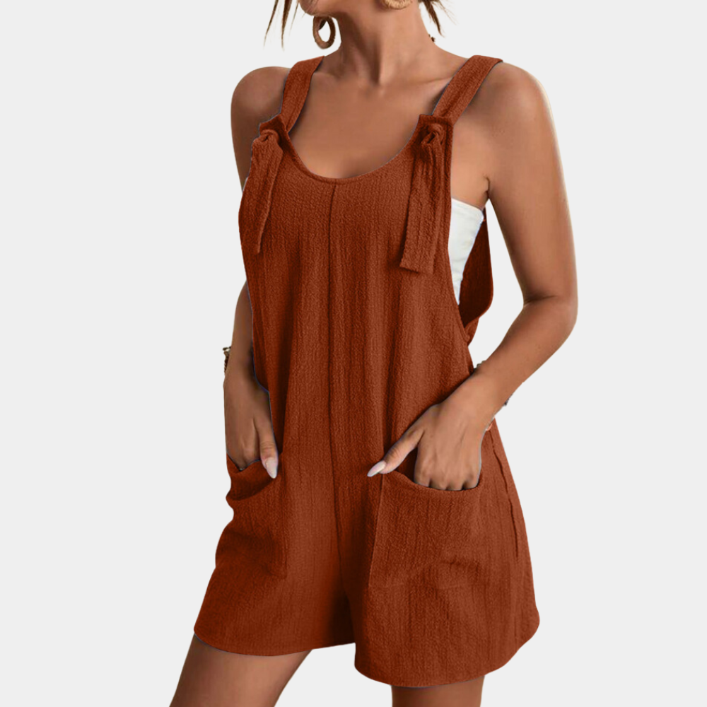 Women's Jumpsuit - Sleeveless with Adjustable Straps - Loose Fit - Casual Comfort