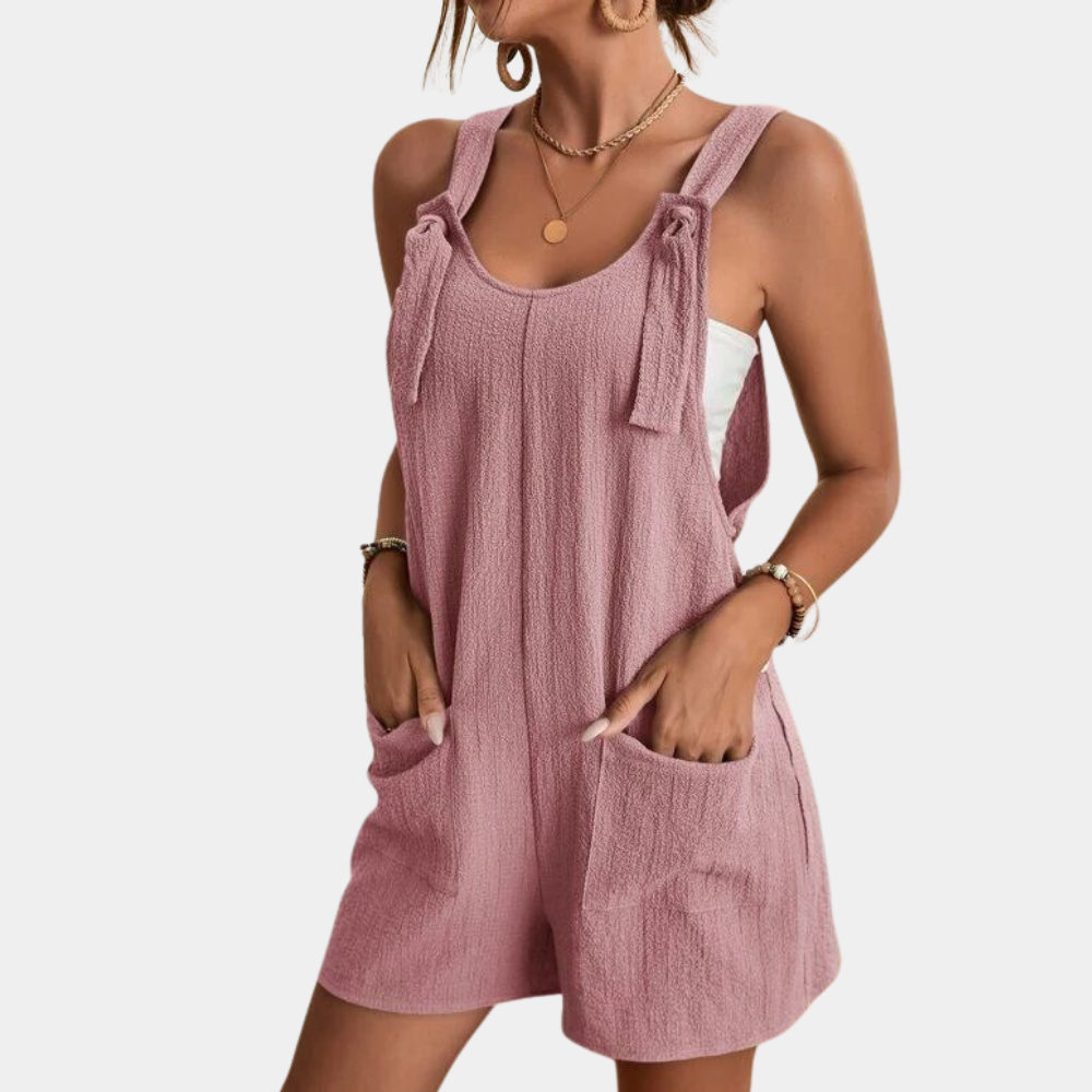 Women's Jumpsuit - Sleeveless with Adjustable Straps - Loose Fit - Casual Comfort