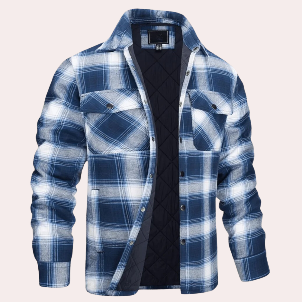 Men's Quilted Flannel Shirt Jacket With Relaxed Fit Button Closure And Chest Pockets For Everyday Warmth