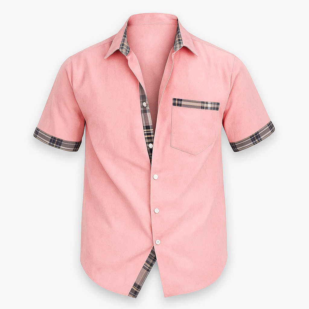 Short-sleeve shirt for men - Slim fit summer shirt in breathable cotton for work and leisure