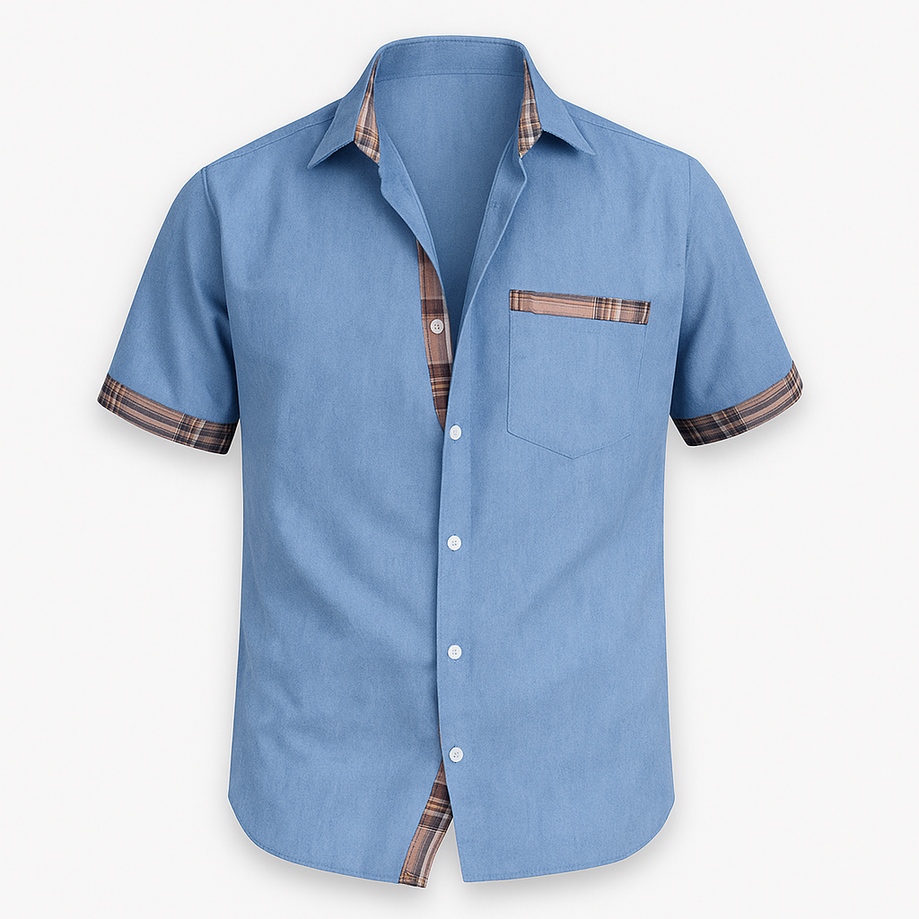 Short-sleeve shirt for men - Slim fit summer shirt in breathable cotton for work and leisure