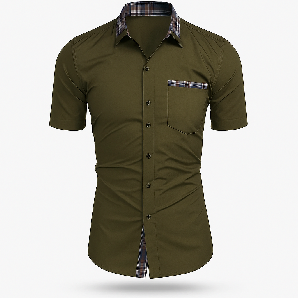 Short-sleeve shirt for men - Slim fit summer shirt in breathable cotton for work and leisure