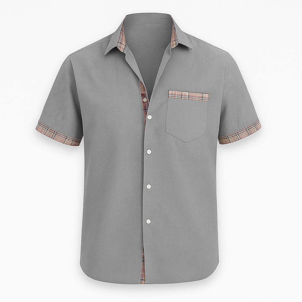 Short-sleeve shirt for men - Slim fit summer shirt in breathable cotton for work and leisure