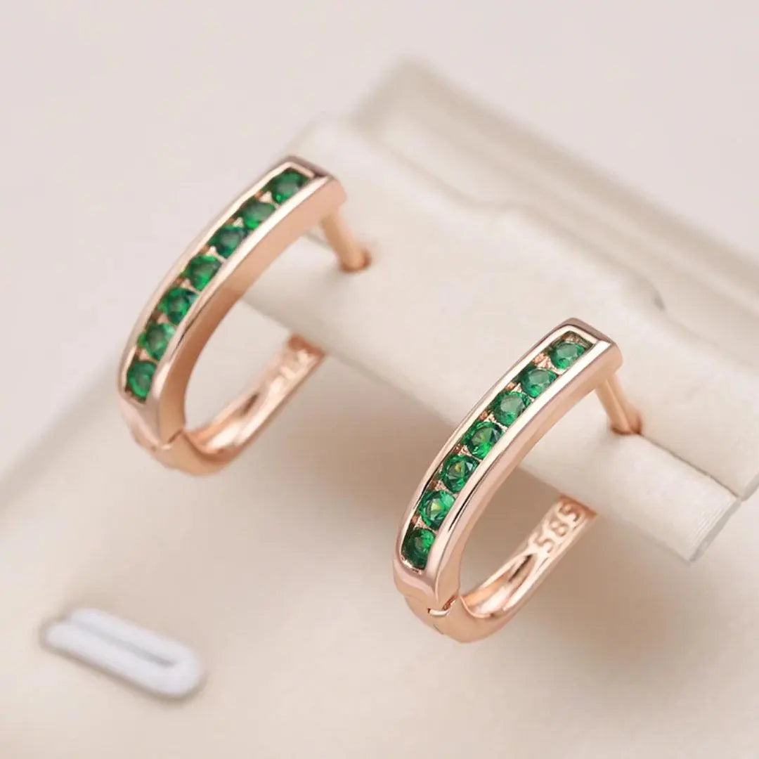 Kelly - Emerald Hoop Earrings - TrendAura