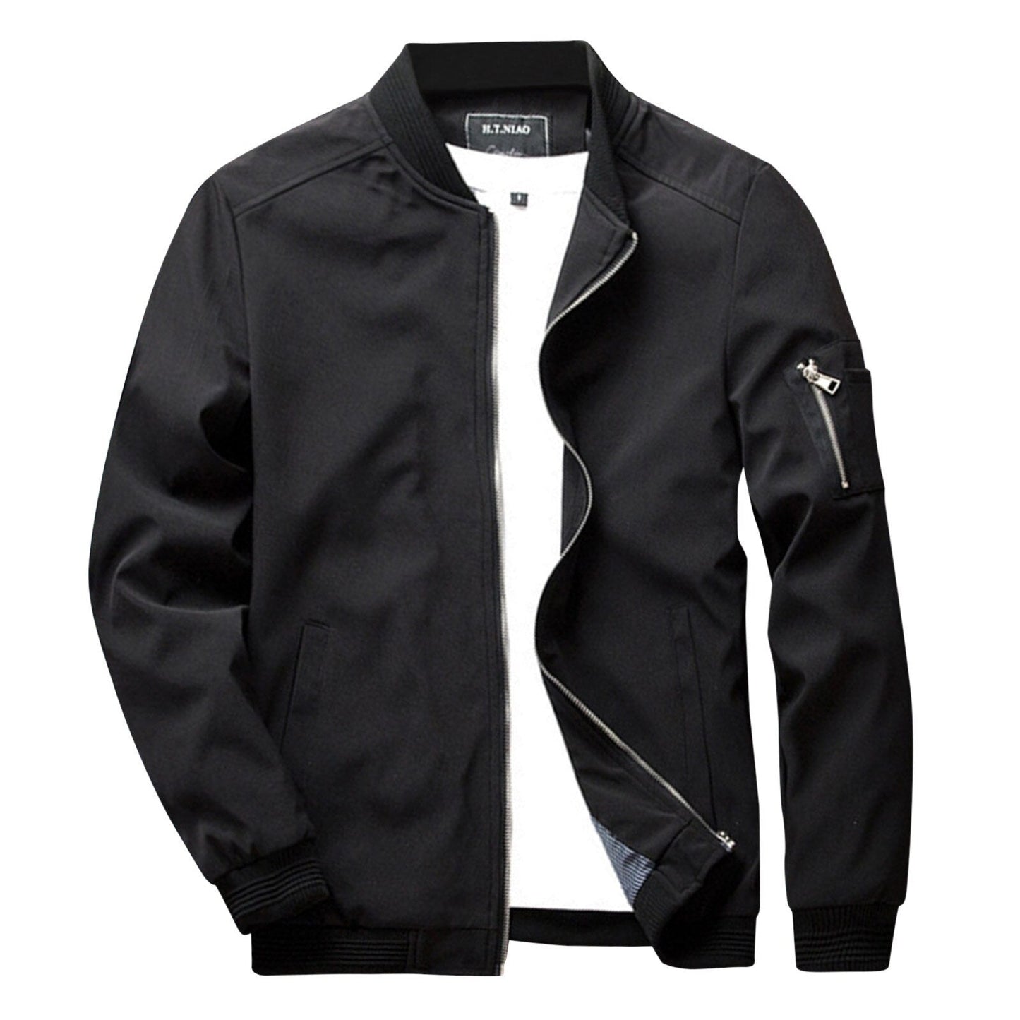 Mens Lightweight Bomber Zip Up Jacket For Men With Clean Cut Modern Style And Everyday Versatility