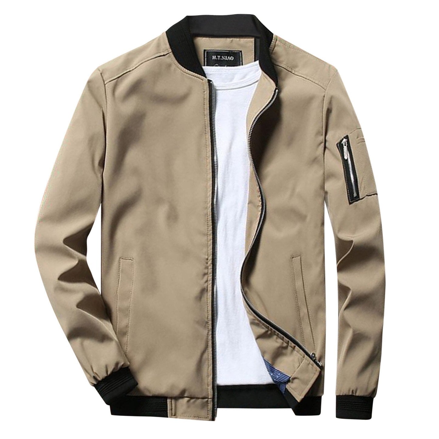 Robert Bomber Jacket By TrendAura Olive Green Lightweight Polyester Cotton Blend For Men