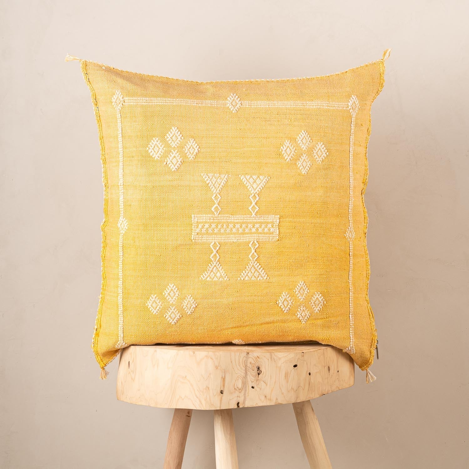 Yellow  Cactus silk pillow cover - TrendAura