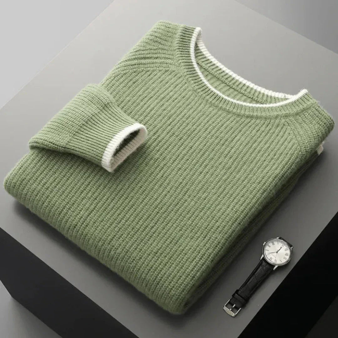 Cal Ribbed Crewneck Wool Sweater