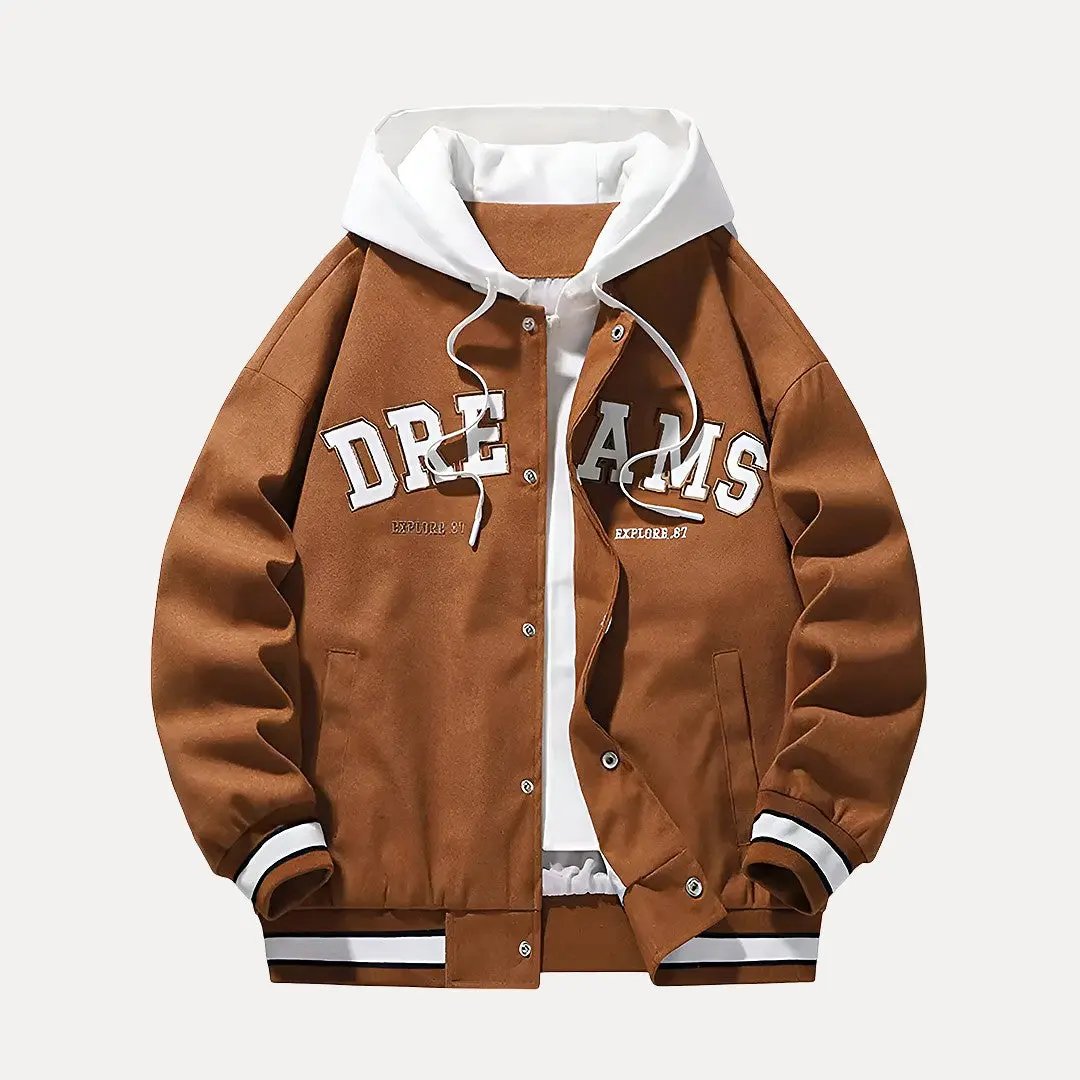 Caleb Hooded Baseball Varsity Jacket
