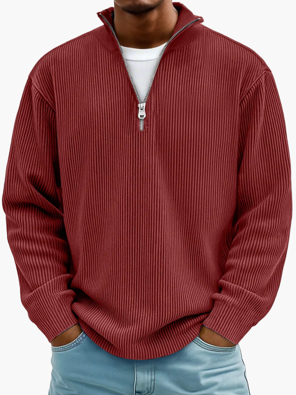 Men's Half Zip Knit Sweater Essential Modern Casual Wear For Office And Everyday