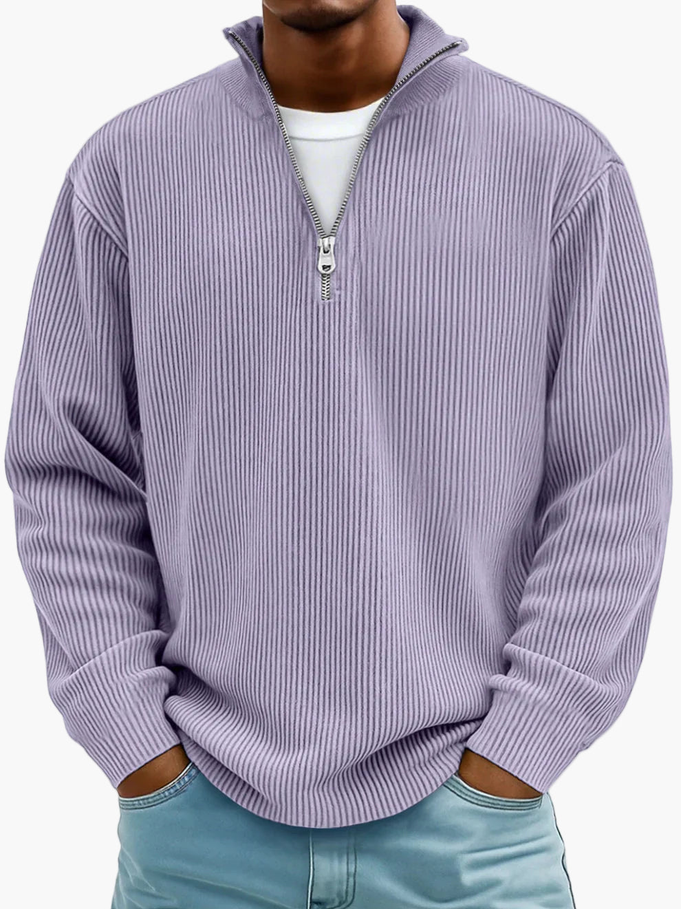 Men's Half Zip Knit Sweater Essential Modern Casual Wear For Office And Everyday