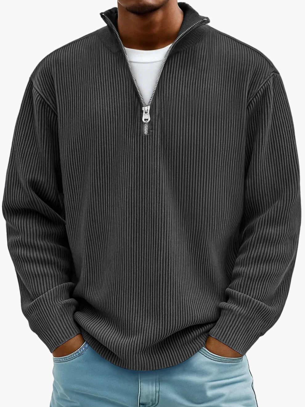 Men's Half Zip Knit Sweater Essential Modern Casual Wear For Office And Everyday