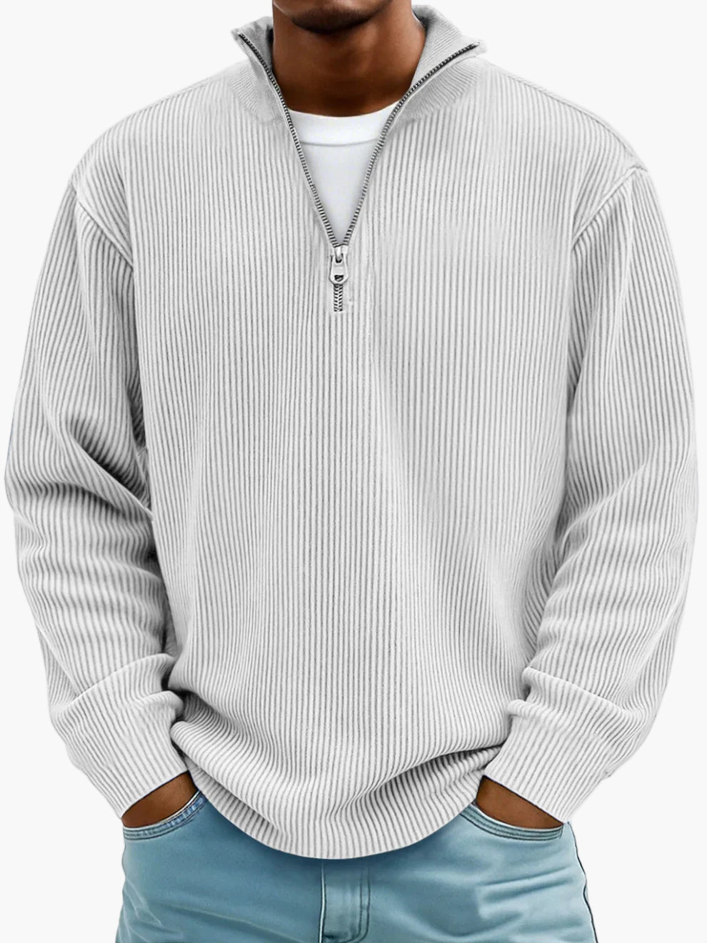 Men's Half Zip Knit Sweater Essential Modern Casual Wear For Office And Everyday
