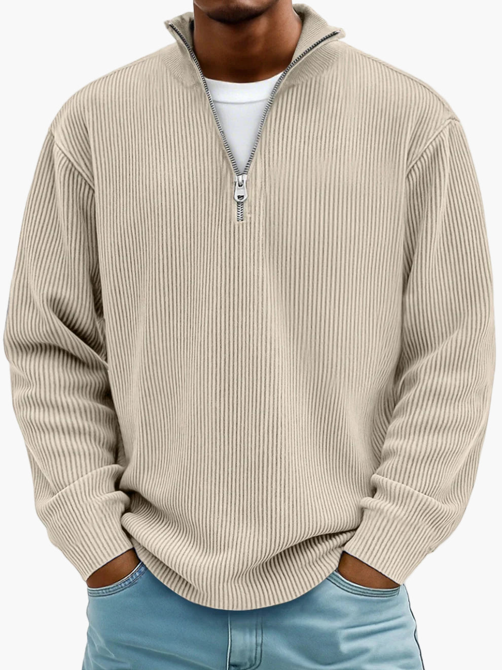 Men's Half Zip Knit Sweater Essential Modern Casual Wear For Office And Everyday