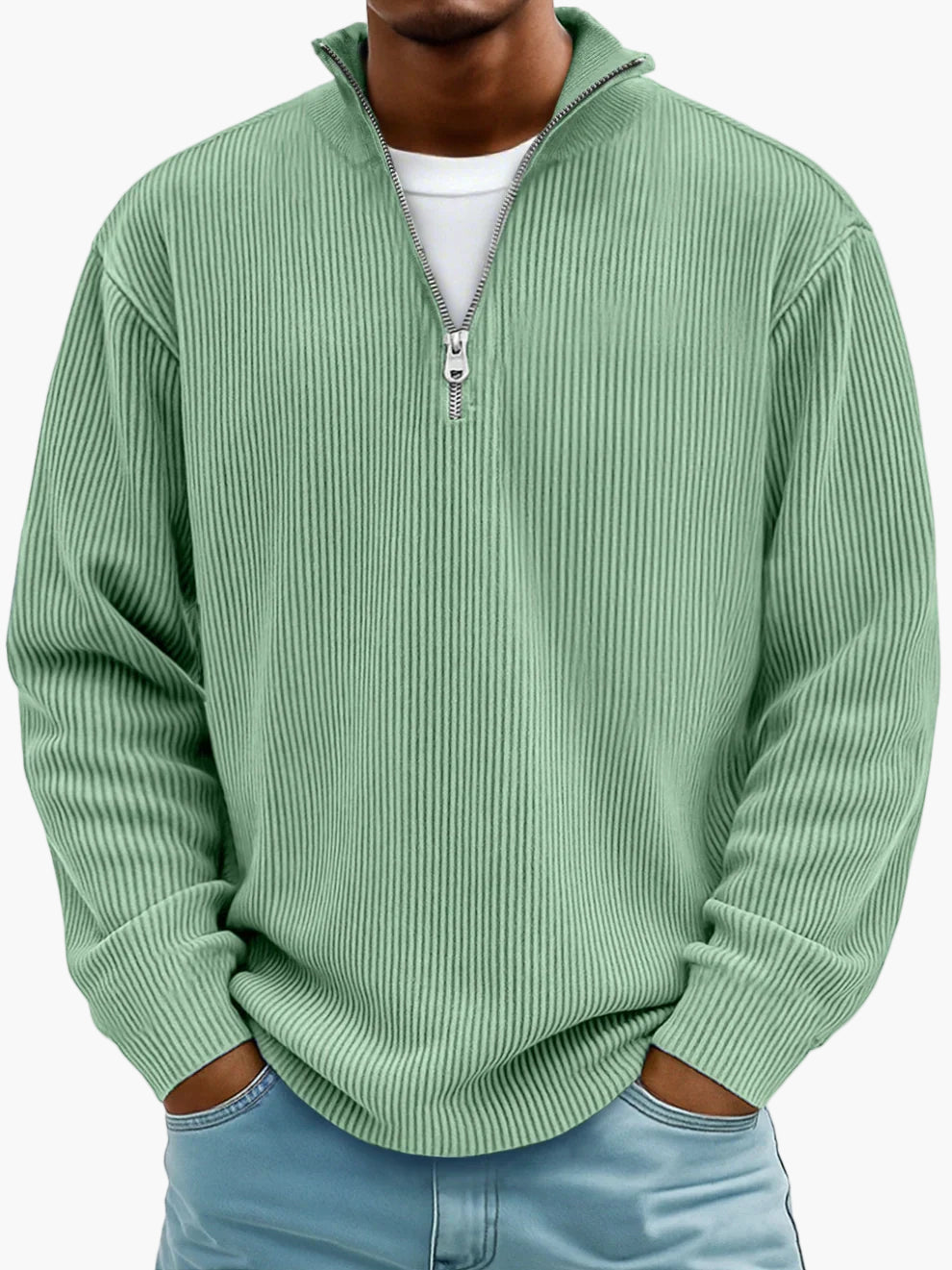Men's Half Zip Knit Sweater Essential Modern Casual Wear For Office And Everyday